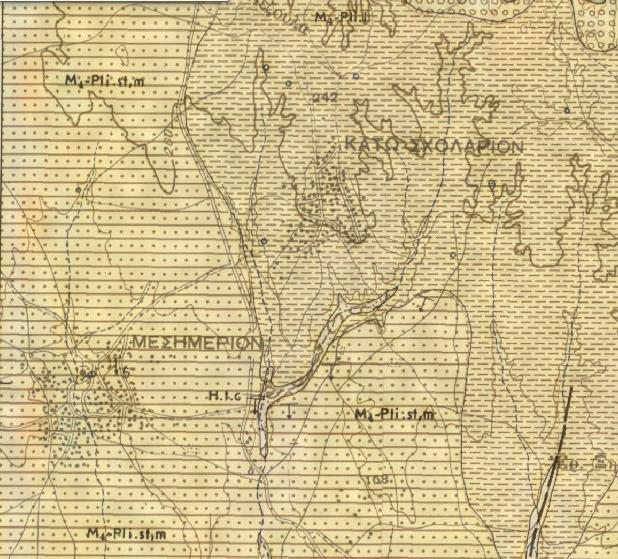 Απόσπασμα Γεωλογικού Χάρτη Ι.Γ.Μ.Ε., Φύλλο: Βασιλικά, κλίμακα 1:50.