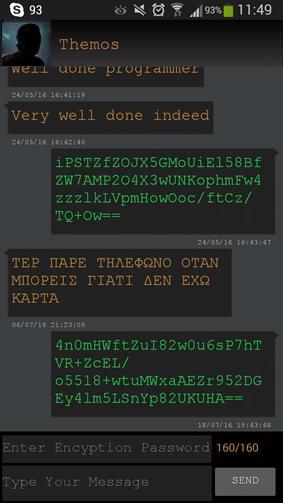 7.4 Chat Τώρα θα συντάξουμε ένα κρυπτογραφημένο μήνυμα, με κωδικό