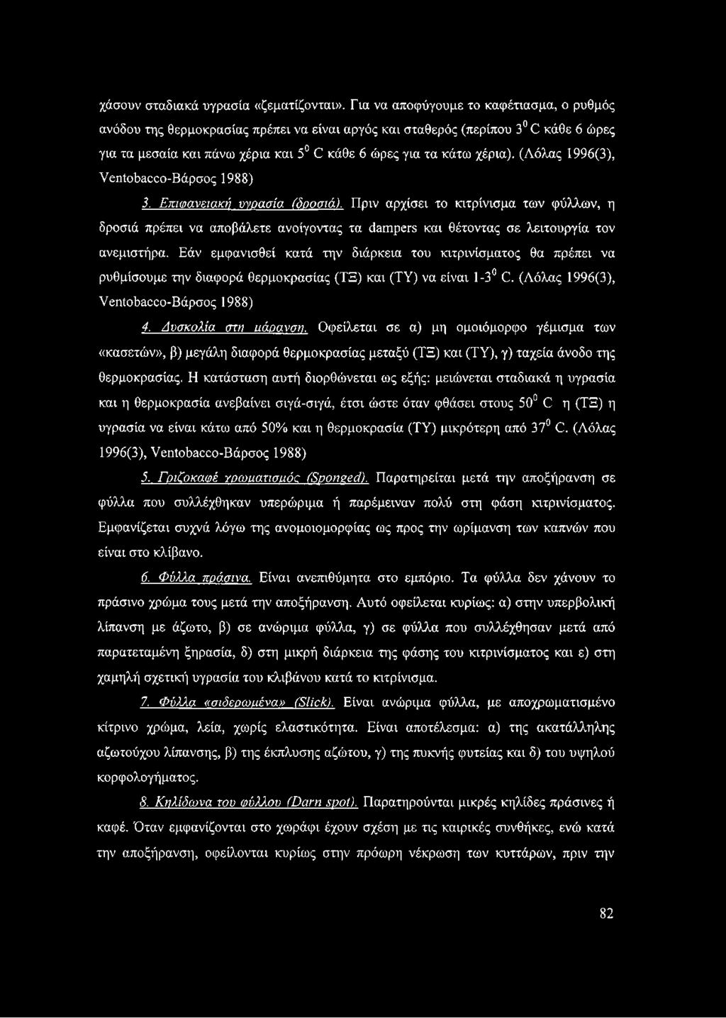 (Λόλας 1996(3), Ventobacco-Βάρσος 1988) 3. Επιφανειακή υγρασία (δροσιά).