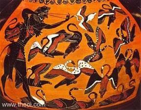 Ἀππολόδωρος Βιβλιοθήκη (Β, 5,6) APOLODORO, BIBLIOTECA (II, 5, 6) [Β 5,6] ἕκτον ἐπέταξεν ἆθλον αὐτῷ τὰς Como sexto trabajo le encargó ahuyentar a las Στυμφαλίδας ὄρνιθας ἐκδιῶξαι.