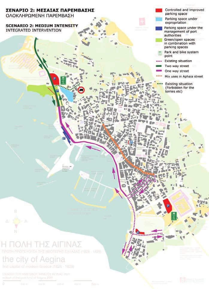 Σενάριο 2: ΜΕΤΡΙΑ ΠΑΡΕΜΒΑΣΗ Νέες κυκλοφοριακές ρυθμίσεις Εναλλακτική Πρόταση 1: Διπλή κατεύθυνση του δρόμου προς Σουβάλα Μονοδρόμηση της λεωφόρου Δημοκρατίας (από την Παναγίτσα έως το λιμάνι)