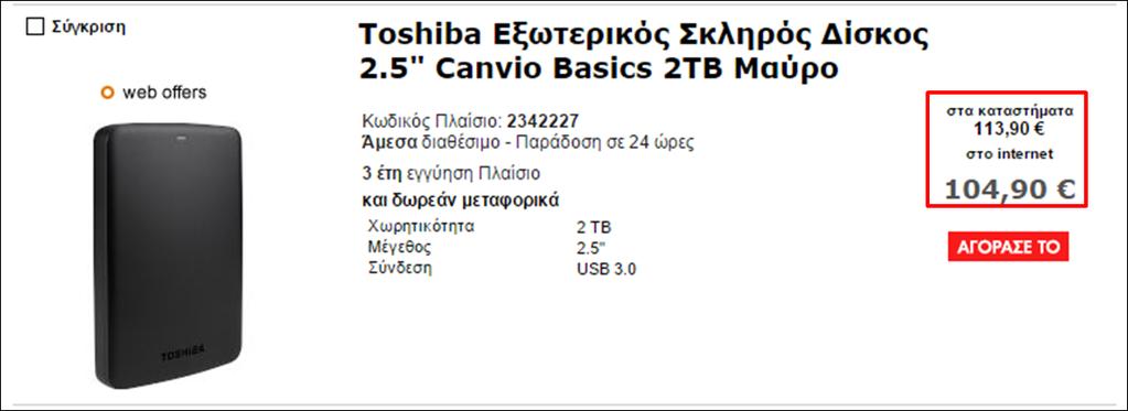 Οθόνη 175: Προσθήκη προϊόντων στο καλάθι αγορών μας Αφού εντοπίσουμε τα προϊόντα που θέλουμε να αγοράσουμε και τα προσθέσουμε στο καλάθι μας, έχουμε τη δυνατότητα να δούμε το συνολικό τους κόστος