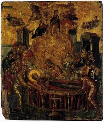 Ταφή του κόμη του Οργάθ (1586-88), Λάδι σε μουσαμά, 480x360 εκ., Τολέδο, Άγιος Θωμάς. Η Κοίμηση της Παναγίας, περ. 1567, τέμπερα σε ξύλο, 61,4x45 εκ., Ερμούπολη.