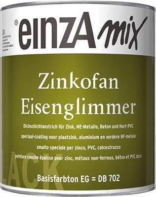Το einza Zinkofan Eisenglimmer µπορεί να χρησιµοποιηθεί σαν αστάρι και τελική επίστρωση µαζί, και στεγνώνοντας µας δίνει µεταξένια-µατ επιφάνεια.