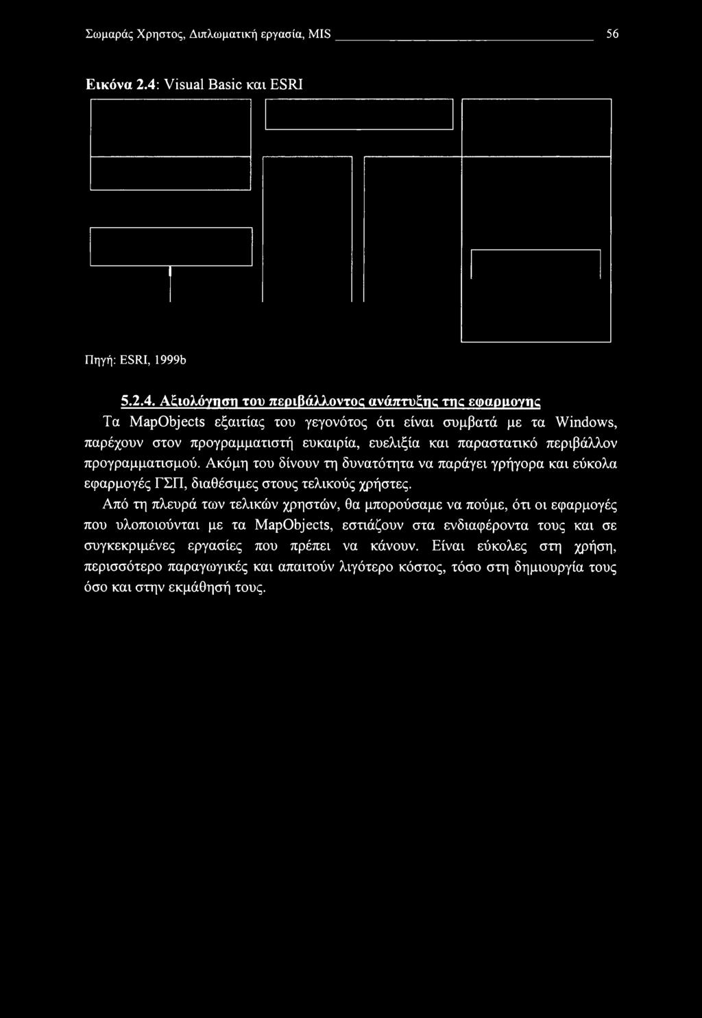 Αξιολόγηση του περιβάλλοντος ανάπτυξης τη; εφαριιογϊκ Τα MapObjects εξαιτίας του γεγονότος ότι είναι συμβατά με τα Windows, παρέχουν στον προγραμματιστή ευκαιρία, ευελιξία και παραστατικό