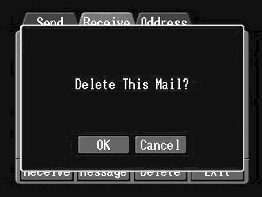 Χρήση του email (3) Εµφανίστε το µήνυµα email που θέλετε να διαγράψετε αγγίζοντας το ή το. Εµφανίζεται το επιλεγµένο µήνυµα. (4) Αγγίξτε το [Delete] ( ιαγραφή).