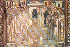 Νωπογραφία του 13ου αι. Ο αγ. Σιλβέστρος βαπτίζει τον Μ. Κωνσταντίνο Θρησκευτικά αίτια: 1. Στη ρωμαϊκή αυτοκρατορία οι εθνικοί αποτελούσαν την πλειονότητα του πληθυσμού.