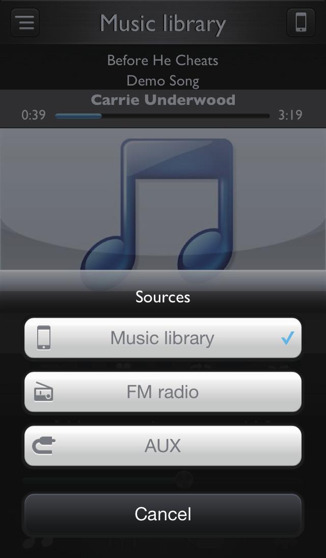 3 Επιλέξτε ένα μουσικό κομμάτι από τη λίστα αναπαραγωγής και μετά πατήστε. Η μουσική μεταδίδεται από το ipod/ iphone στο ρολόι-ραδιόφωνο.
