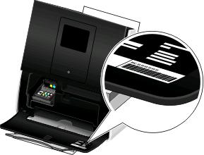 Η ετικέτα διεύθυνσης MAC βρίσκεται στο εσωτερικό του εκτυπωτή. Η διεύθυνση MAC του εσωτερικού διακομιστή εκτύπωσης αποτελείται από μια σειρά γραμμάτων και αριθμών.