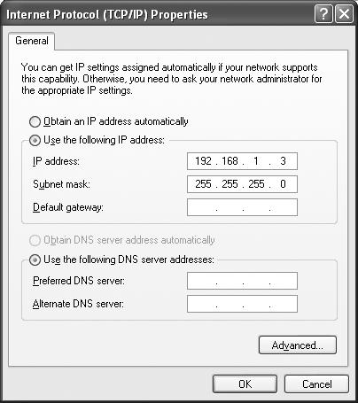 4 Εισάγετε μία διεύθυνση IP και μία μάσκα υποδικτύου. Εισάγετε μία διεύθυνση IP και μία μάσκα υποδικτύου για τον εξυπηρετητή ftp και κάνετε κλικ στο OK. 5 Ανοίξτε τις Υπηρεσίες Πληροφοριών Διαδικτύου.