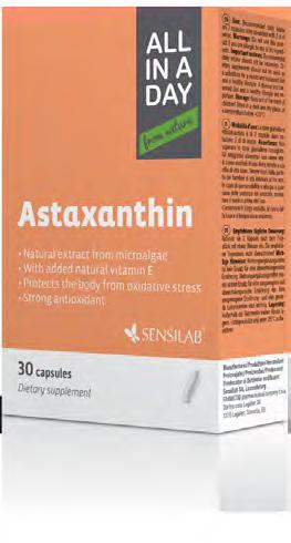 Astaksantin Močan antioksidant za vsakega športnika in ljubitelja sonca. Astaksantin je močan antioksidant pridobljen iz mikroalg. Naravni astaksantin ima 20x večjo antioksidativno moč kot sintetični.