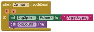 1 when Buttonscreesaver. TouchDown 2 do call Canvas. Clear 3 set Label1. Visible to false 4 set Label2. Visible to false 5 set Slider1. Visible to false 6 set Slider2. Visible to false 7 set Slider3.