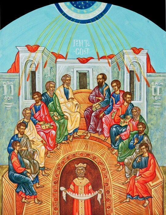 Αpolytikion of Pentecost, Plagal of the Fourth Tone Blessed are You, O Christ our God, who made fishermen allwise, sending upon them the Holy Spirit and, through them, netting the world.