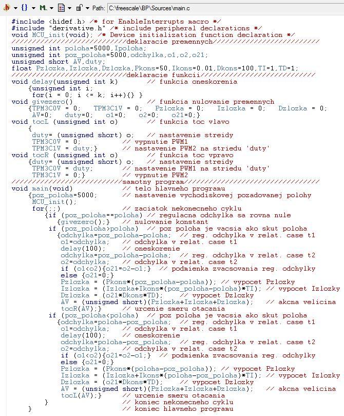 Obr. 5.5 Listing hlavného programu Na obr. č. 5.5 je ukážka hlavného programu.