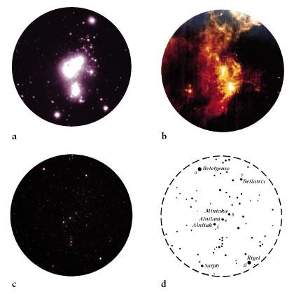 1.1. ELEKTROMAGNETNO ZRAČENJE 5 Slika 1.4: je prikazana oblast na nebu u okolini sazveždja Orion, posmatrana u tri različita dela spektra, i to: ultra-ljubičastom, infra-crvenom i vidljivom delu.
