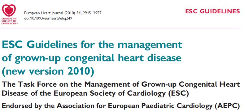 με συγγενείς καρδιοπάθειες ανά 1 εκατομμύριο κατοίκους ESC Guidelines for the