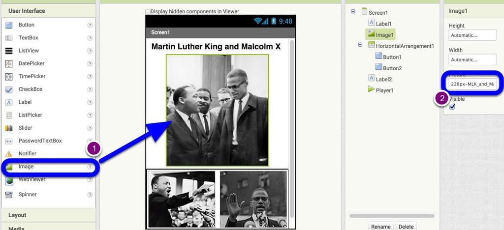 Then change the Image for MLK's button to the smaller image (4).