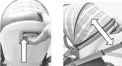 5. Recline the seat: To recline the seat lift up the buttons on the back side of the stroller seat, and position the seat at the desired angle.