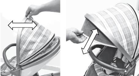 Remove the canopy: Unzip the canopy, slide the canopy mouldings (as shown by the arrow) out of the frame mouldings. 8.