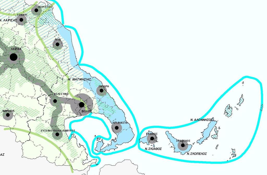 Σχήμα 2.10: Γενικευμένες ζώνες χρήσεων γης- Ειδικές κατηγορίες χώρου στη Μαγνησία 2.