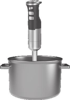 Zum Abnehmen drehen Sie den Mixfuß im Gegenuhrzeigersinn (B). Halten Sie die Taste EIN/AUS oder TURBO -Geschwindigkeit gedrückt, um zu mixen.