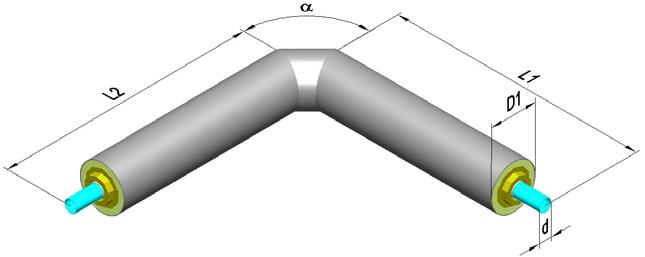 F. Komponenty klzného systému F.2 Oblúk Štandardný uhol: 15, 30, 45, 60, 75 a 90 Oblúky je možné podľa potrieb zákazníka dodať aj s inými uhlami a dĺžkami ramien.