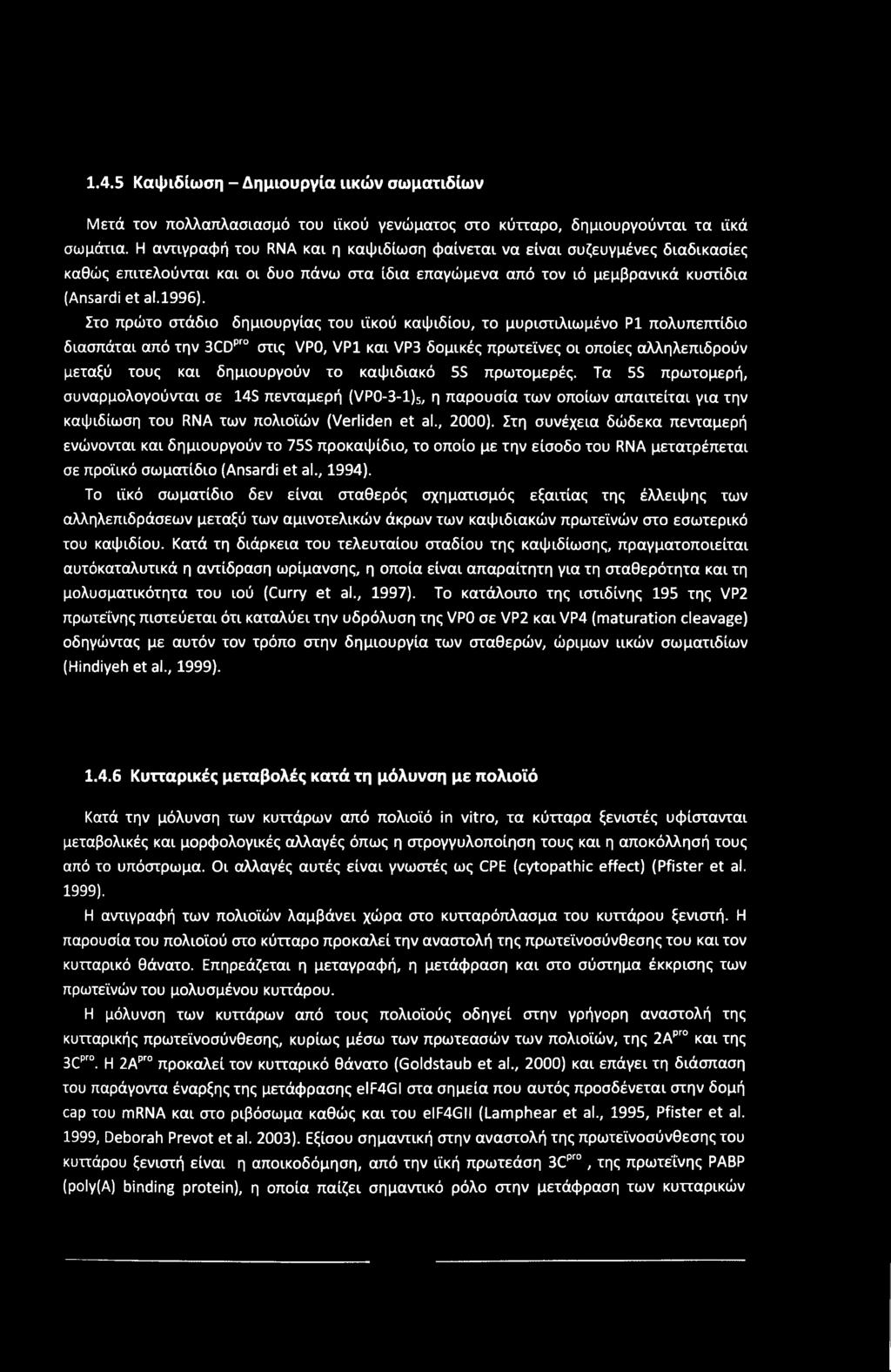 1.4.5 Καψιδίωση - Δημιουργία ιικών σωματιδίων Μετά τον πολλαπλασιασμό του ιϊκού γενώματος στο κύτταρο, δημιουργούνται τα ιϊκά σωμάτια.
