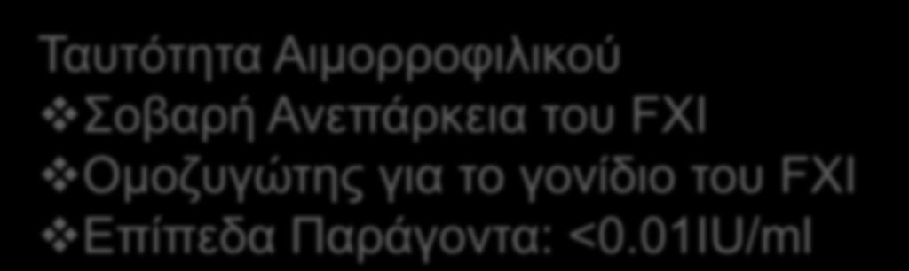 01IU/ml Οικογενειακό Αναμνηστικό Αδελφός: Ανεπάρκεια του FXI Εγγονή