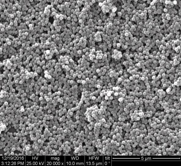 16 Σχήμα 2.3 Εικόνες SEM υμενίων πολυστυρενίου που εναποτέθηκαν από υδατικό εναιώρημα νανοσφαιρών PS συγκέντρωσης 0,1% w/v με διάμετρο 220 nm.
