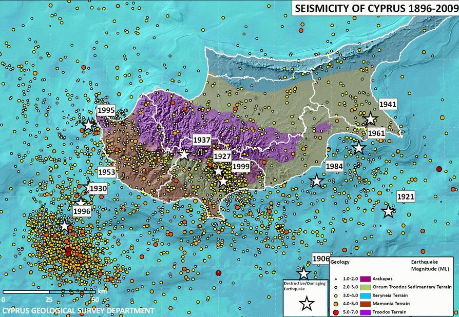 Σεισμικότητα 9.2.3 Σύμφωνα με το Τμήμα Γεωλογικής Επισκόπησης, η περιοχή της Ποταμιάς βρίσκεται σε τοποθεσία πολύ χαμηλής σεισμικότητας, όπως φαίνεται και στο Σχέδιο 9.2. Κατά την περίοδο 1997 2009, στην περιοχή της Ποταμιάς έγινε σεισμός μεγέθους 2,8 βαθμών στην Κλίμακα Ρίχτερ.