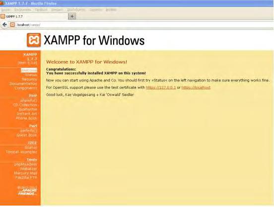 Δομή Προτεινόμενου Διαδικτυακού Γεωγραφικού Συστήματος Πληροφοριών Εικόνα 6: Περιβάλλον διαχείρισης του XAMPP 4.3.
