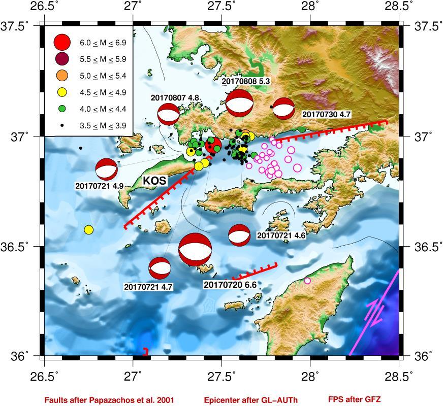 ενδιαμέσου μεγέθους (5.0 Μ 5.9) στο ανατολικότερο άκρο του κατά τη χρονική περίοδο 2004-2005. Υπάρχουν επίσης τρεις γνωστοί σεισμοί με μεγέθη Μ 6.