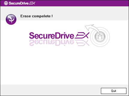 Το SecureDrive EX έχει καταργηθεί επιτυχώς. Κάντε κλικ στο "Quit" [Έξοδος] για να βγείτε.