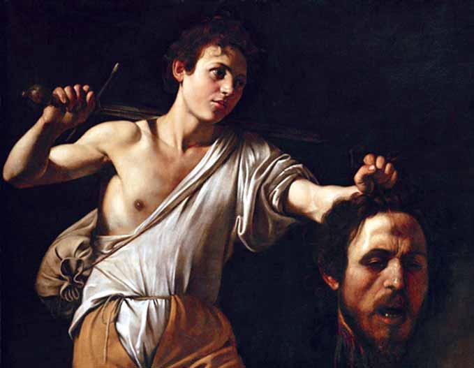Caravaggio, David s Golijatovom glavom (1606./1607.), Kunsthistorisches Museum, BeË svojima u boj, nego je - Ëitamo - predveëer ustao (2 Sam 11,2).