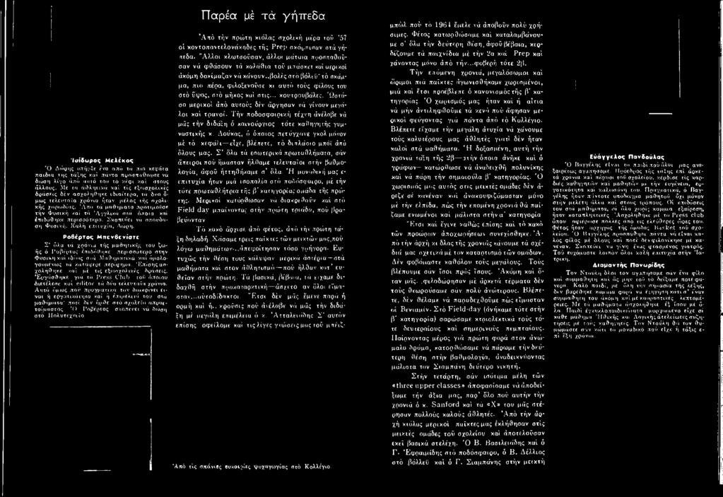 Επίσης ασχολήθηκε καί μέ τις εξωσχολικές δράσεις. Έργάσθηκε γιά τό Press Club τοΰ όποιου διετέλεσε καί editor τά δύο τελευταία χρόνια.