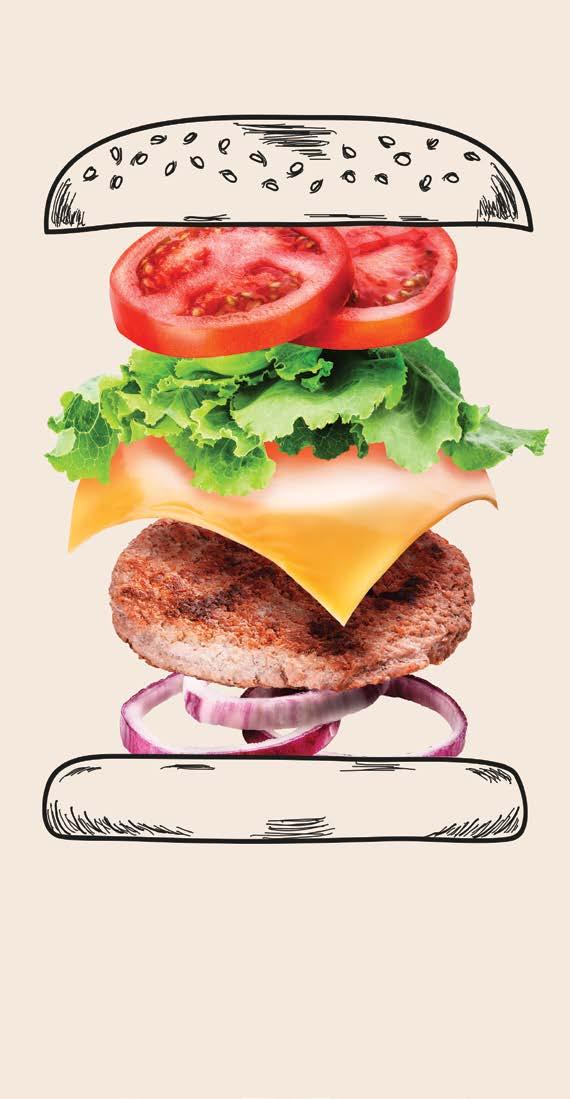 ΧΑΜΠΟΥΡΚΕΡ HAMBURGERS Τα μπιφτέκια είναι 160γρ / All burgers are 160gr CHICKEN BURGER {3,50 } Κοτοφιλέτο παναρισμένο 120γρ, ντομάτα, πιπεριά, μαρούλι, σως / Chicken filet pane 120gr, tomato, green