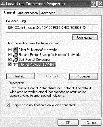 Κάντε κλικ στο Internet Protocol TCP/IP και στη συνέχεια στο κουμπί Properties, όπως