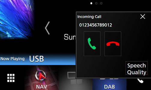 Έλεγχος Bluetooth ÑÑΛήψη μίας κλήσης 1 Αγγίξτε το [ ] για να απαντήσετε σε μια τηλεφωνική κλήση ή [ ] για να απορρίψετε μια εισερχόμενη κλήση. Ρύθμιση έντασης ήχου δέκτη Πατήστε το πλήκτρο [S] ή [R].