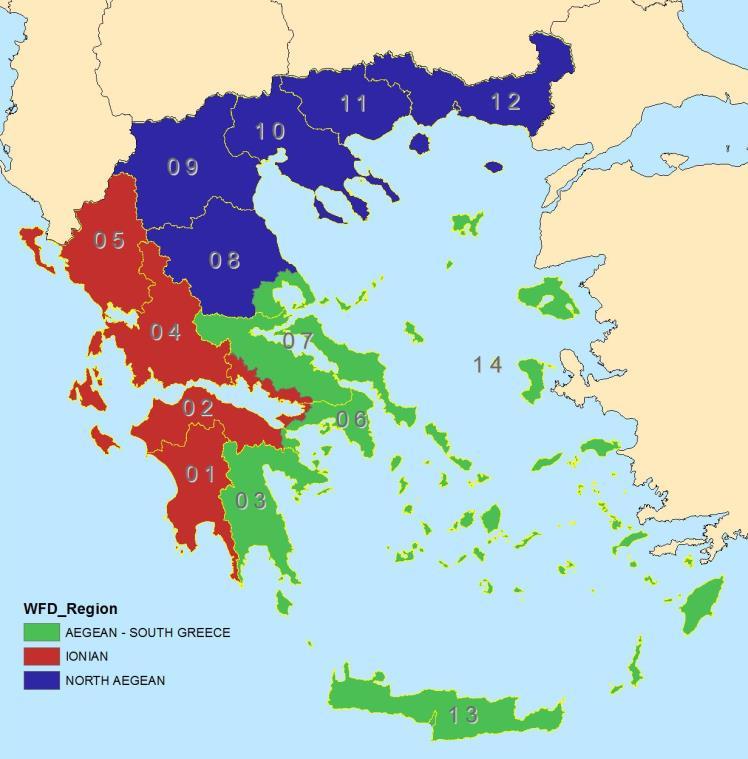Σχήμα 2.1. Βιογεωγραφικές περιοχές στον ελληνικό χώρο.