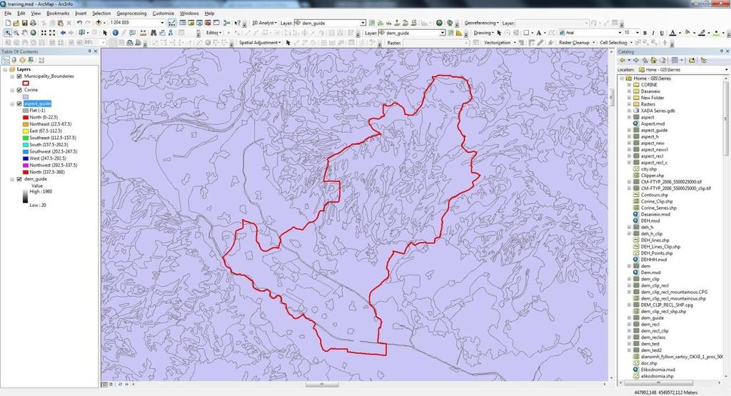 5.8. Χάρτης Χρήσεων Γης Στο λογισμικό ArcMap 10.0 προστίθεται το αρχείο "Corine 2000" που είναι διαθέσιμο στον ιστότοπο http://geodata.gov.gr/geodata/. (Εικόνα 5.40).