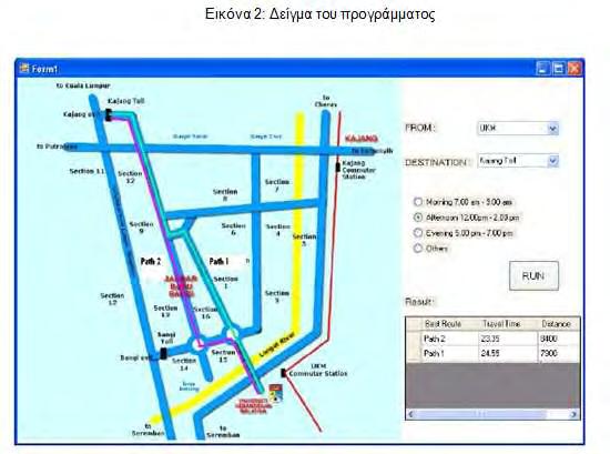 καλύτερο δρομολόγιο είναι η Διαδρομή 2 με συνολικό χρόνο ταξιδιού 23.55 λεπτά.