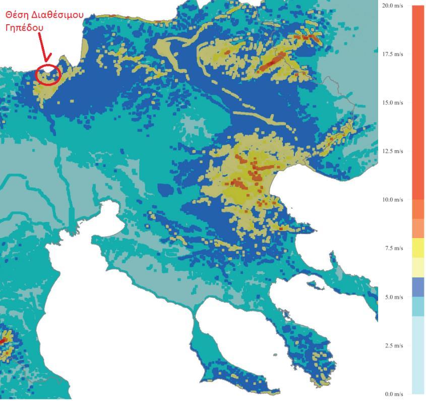 191 192 193 194 195 Εικόνα 36: Χάρτης αιολικού δυναμικού Ν.