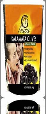The 1 st totally preservative free (and low salinity) olive snack pack in the world Η βασική ιδέα για το GAEA SNAK PACK" είναι ότι η συσκευασία μεταμορφώνει τη χρήση των ελιών από ένα ορεκτικό ή ένα
