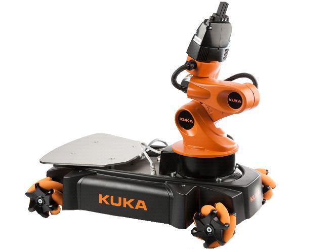 Kuka. Το ρομπότ αυτό διαθέτει την ίδια ακριβώς πλατφόρμα, όπως το χειραγωγούμενο ρομπότ, με τη διαφορά ότι έχει επιπλέον προσδεδεμένο στην πλατφόρμα έναν βραχίονα 5-βαθμών ελευθερίας της Kuka.