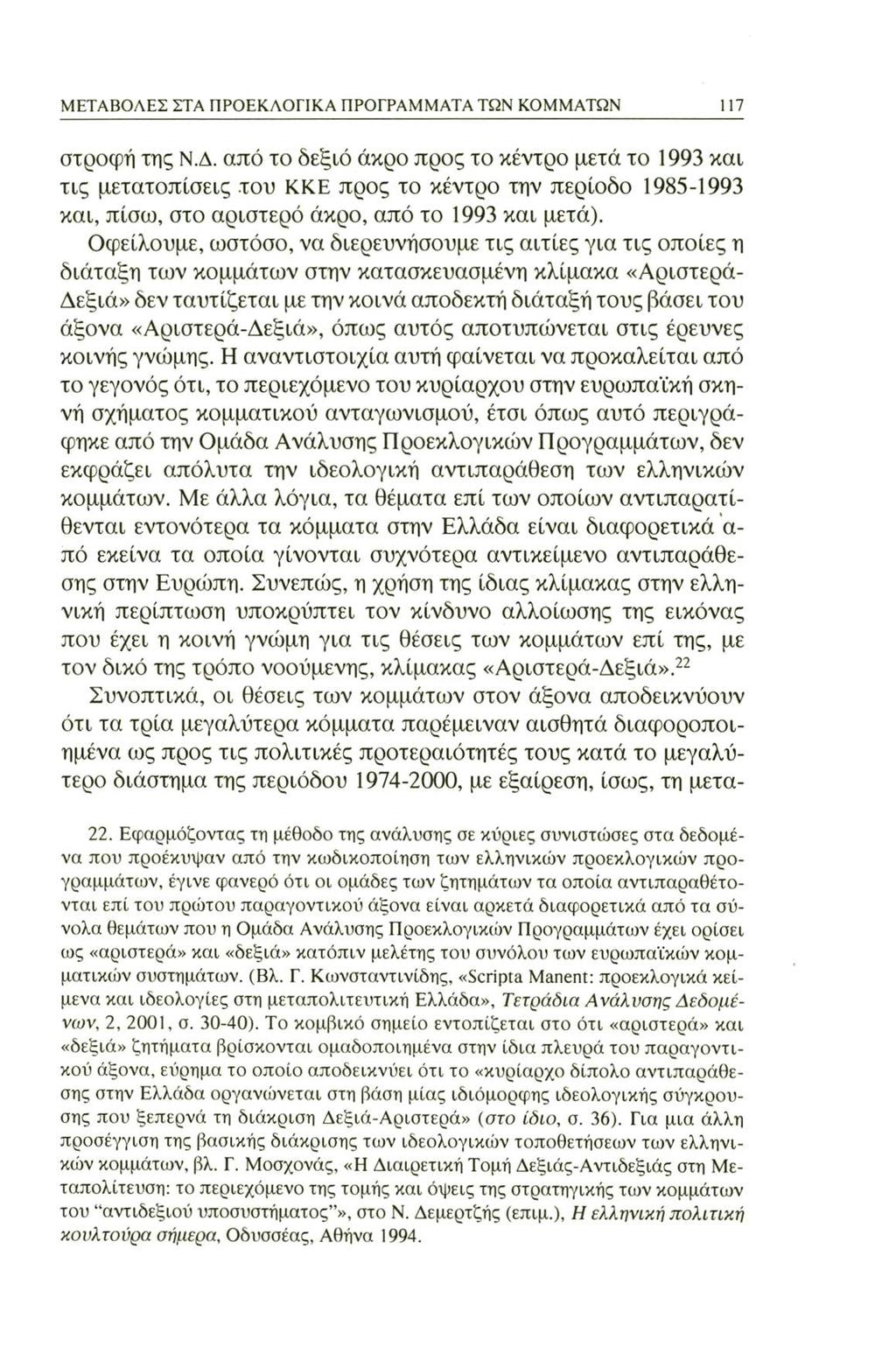ΜΕΤΑΒΟΛΕΣ ΣΤΑ ΠΡΟΕΚΛΟΓΙΚΑ ΠΡΟΓΡΑΜΜΑΤΑ ΤΩΝ ΚΟΜΜΑΤΩΝ 117 στροφή της Ν.Δ.