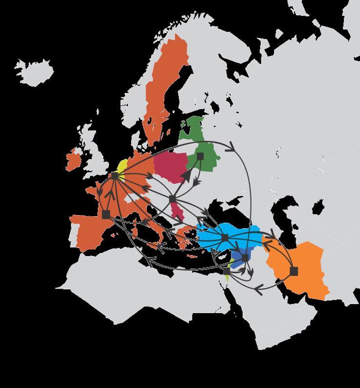 Στατιςτικά ςημαντικά μονοπάτια διαςποράσ του γονότυπου D του HBV μεταξφ των χωρϊν και των γεωγραφικϊν περιοχϊν τησ Δυτικήσ, Ανατολικήσ και Κεντρικήσ Ευρϊπησ, του Βελγίου, τησ Τουρκίασ, τησ Συρίασ,