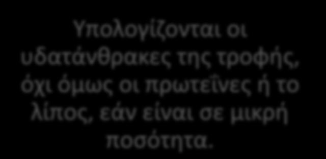 πρωτεΐνες ή το λίπος, εάν είναι σε μικρή ποσότητα.