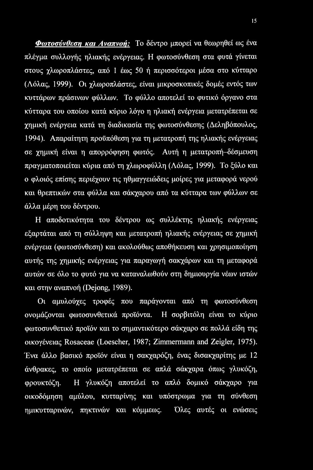 15 Φωτοσύνθεση και Αναπνοή: Το δέντρο μπορεί να θεωρηθεί ως ένα πλέγμα συλλογής ηλιακής ενέργειας.