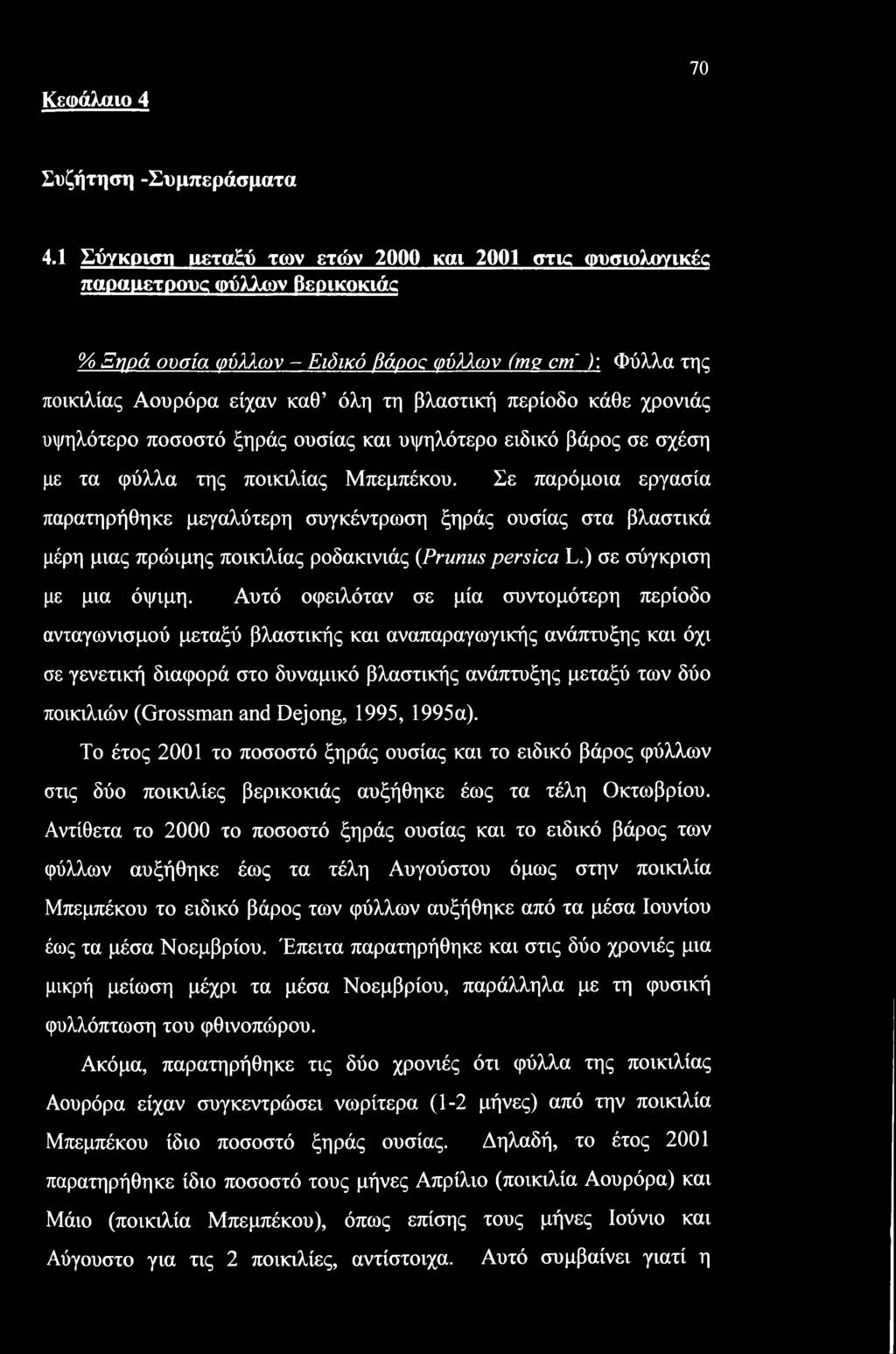 περίοδο κάθε χρονιάς υψηλότερο ποσοστό ξηράς ουσίας και υψηλότερο ειδικό βάρος σε σχέση με τα φύλλα της ποικιλίας Μπεμπέκου.