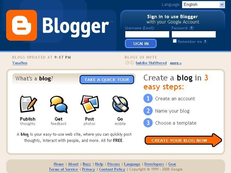 Δημιουργία λογαριασμού στον Blogger (1/5) 1.